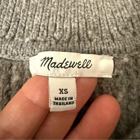 Madewell Waffle Knit Henley Sweater Womens Sz XS Heather Gray Cotton Wool Blend - Picture 7 of 11